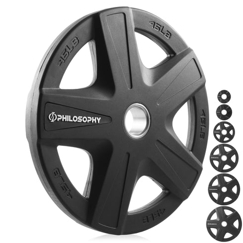 Set of 2 Rubber Coated 2-in Olympic Grip Weight Plates